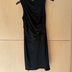 Helmut Lang Black Draped One-Shoulder Mini Dress